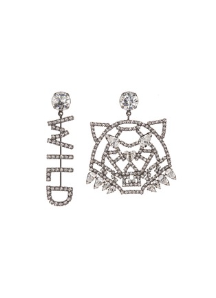 Main View - Click To Enlarge - JOOMI LIM - 'Wild Tiger' mismatched Swarovski crystal slogan earrings
