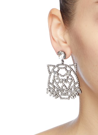 Figure View - Click To Enlarge - JOOMI LIM - 'Wild Tiger' mismatched Swarovski crystal slogan earrings