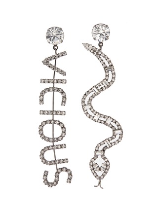Main View - Click To Enlarge - JOOMI LIM - 'Vicious Cobra' mismatched Swarovski crystal slogan earrings