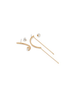Detail View - Click To Enlarge - JOOMI LIM - Mismatched faux pearl Swarovski crystal arch earrings