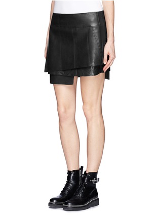 Front View - Click To Enlarge - HELMUT LANG - Multi layer leather skirt