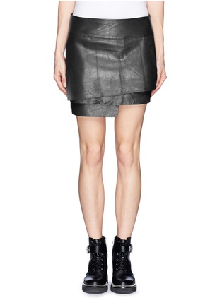 Main View - Click To Enlarge - HELMUT LANG - Multi layer leather skirt