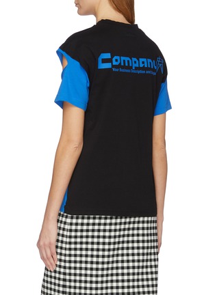 Back View - Click To Enlarge - VETEMENTS - 'Company' cutout sleeve slogan print patchwork T-shirt