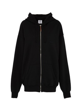 Main View - Click To Enlarge - VETEMENTS - Cutout sleeve unisex zip hoodie