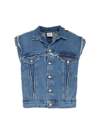 Main View - Click To Enlarge - VETEMENTS - Button back frayed denim gilet