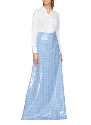 Figure View - Click To Enlarge - VETEMENTS - Check plaid coated maxi skirt
