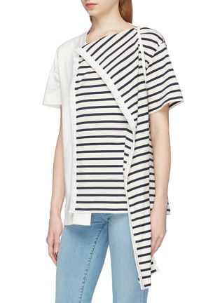 Front View - Click To Enlarge - JW ANDERSON - Stripe knit panel patchwork T-shirt