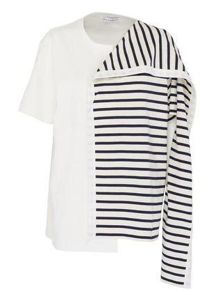 Main View - Click To Enlarge - JW ANDERSON - Stripe knit panel patchwork T-shirt