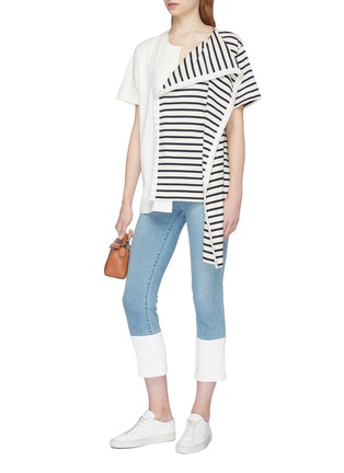 Figure View - Click To Enlarge - JW ANDERSON - Stripe knit panel patchwork T-shirt