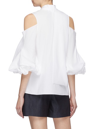 Back View - Click To Enlarge - JW ANDERSON - Puff sleeve cold shoulder poplin blouse