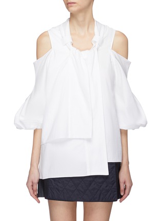 Main View - Click To Enlarge - JW ANDERSON - Puff sleeve cold shoulder poplin blouse