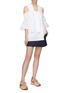 Figure View - Click To Enlarge - JW ANDERSON - Puff sleeve cold shoulder poplin blouse