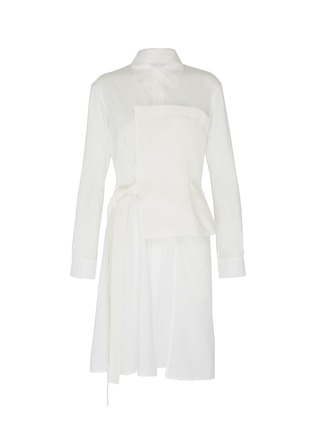 Main View - Click To Enlarge Main View - Click To Enlarge - Yohji Yamamoto - Belted linen bustier panel asymmetric shirt
