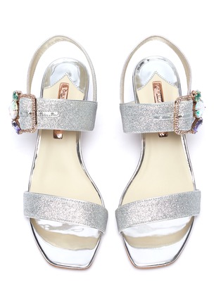 Detail View - Click To Enlarge - SOPHIA WEBSTER - 'Arlo' jewelled buckle glitter sandals