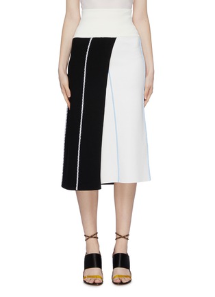 Main View - Click To Enlarge - ROLAND MOURET - 'Glen' colourblock panelled knit skirt