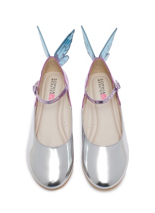 Figure View - Click To Enlarge - SOPHIA WEBSTER - 'Chiara Junior' butterfly appliqué metallic leather kids Mary Jane flats