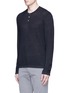 Front View - Click To Enlarge - JAMES PERSE - Cotton-cashmere thermal Henley T-shirt