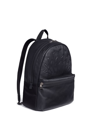 Detail View - Click To Enlarge - NEIL BARRETT - Thunderbolt embossed leather backpack