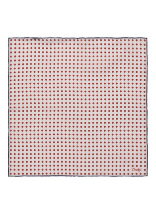 Detail View - Click To Enlarge - DRAKE'S - Polka dot print linen pocket square