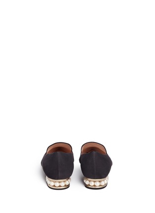 Back View - Click To Enlarge - NICHOLAS KIRKWOOD - 'Casati' faux pearl heel suede loafers