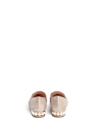 Back View - Click To Enlarge - NICHOLAS KIRKWOOD - Casati' faux pearl heel metallic loafers