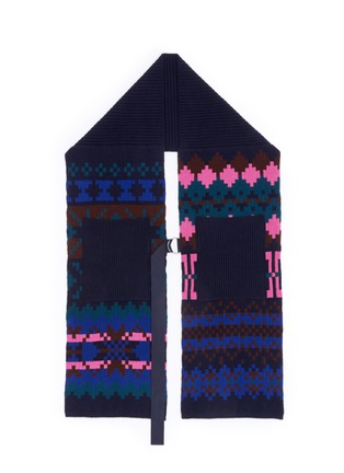 Main View - Click To Enlarge - SACAI - Pixel stripe chunky wool scarf
