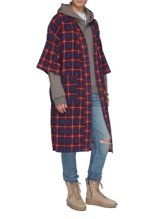 Figure View - Click To Enlarge - FEAR OF GOD - Belted tartan plaid flannel robe coat