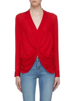 Main View - Click To Enlarge - L'AGENCE - 'Mariposa' shawl lapel twist front blouse