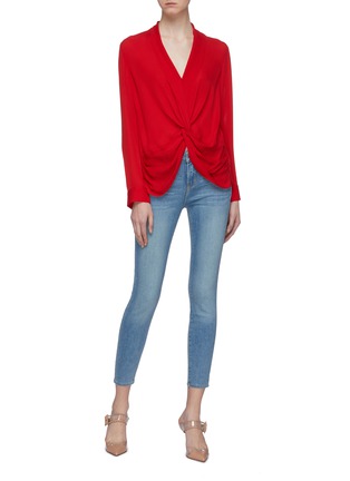Figure View - Click To Enlarge - L'AGENCE - 'Mariposa' shawl lapel twist front blouse