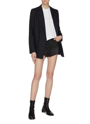 Figure View - Click To Enlarge - L'AGENCE - 'Ryland' frayed cuff denim shorts