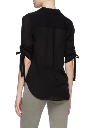 Back View - Click To Enlarge - L'AGENCE - 'Isa' tie gathered cuff silk georgette blouse