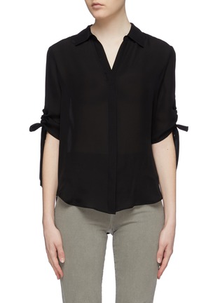 Main View - Click To Enlarge - L'AGENCE - 'Isa' tie gathered cuff silk georgette blouse