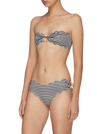 Figure View - Click To Enlarge - MARYSIA - 'Antibes Flower' appliqué scalloped gingham check bandeau top