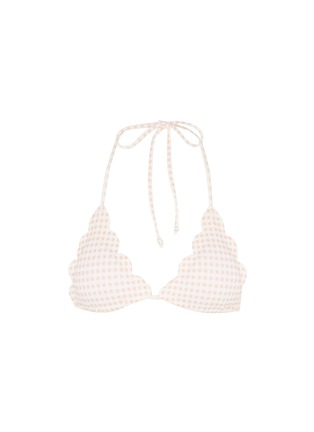 Main View - Click To Enlarge - MARYSIA - 'Broadway' scalloped gingham check halterneck bikini top