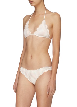 Figure View - Click To Enlarge - MARYSIA - 'Broadway' scalloped gingham check halterneck bikini top