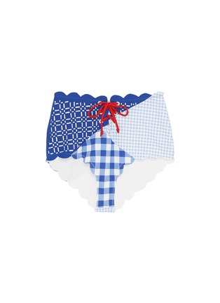 Main View - Click To Enlarge - MARYSIA - 'Wainscott' tie front patchwork gingham check bikini bottoms