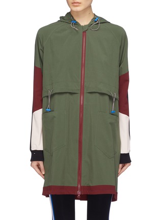 Main View - Click To Enlarge - THE UPSIDE - 'Saratoga' stripe sleeve colourblock hooded track jacket