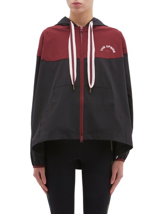 Main View - Click To Enlarge - THE UPSIDE - 'Ash' flared back colourblock hooded oversized performance jacket