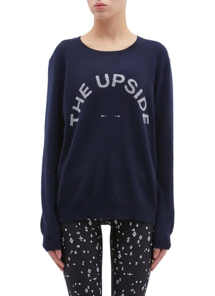 Main View - Click To Enlarge - THE UPSIDE - Logo jacquard cashmere sweater