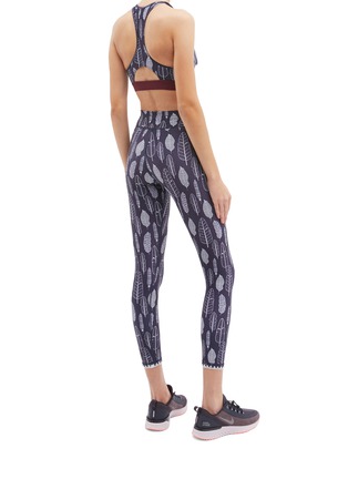 Back View - Click To Enlarge - THE UPSIDE - 'Gypsy Feather' print performance midi leggings