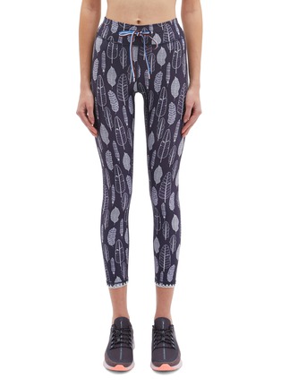 Main View - Click To Enlarge - THE UPSIDE - 'Gypsy Feather' print performance midi leggings