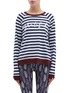 Main View - Click To Enlarge - THE UPSIDE - 'Goldie' slogan embroidered stripe long sleeve top