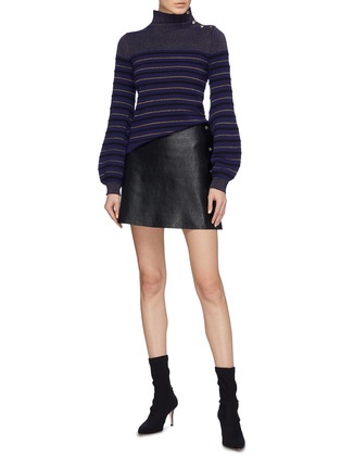 Figure View - Click To Enlarge - SONIA RYKIEL - x Kristin Scott Thomas metallic stripe turtleneck sweater