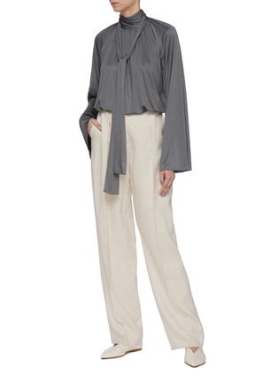 Figure View - Click To Enlarge - THE ROW - 'Merrian' scarf high neck top