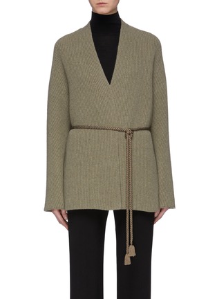 Main View - Click To Enlarge - THE ROW - 'Ardi' rope tie wool-cashmere rib knit cardigan
