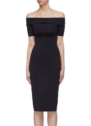 Main View - Click To Enlarge - THE ROW - 'Jayna' scuba jersey off-shoulder dress