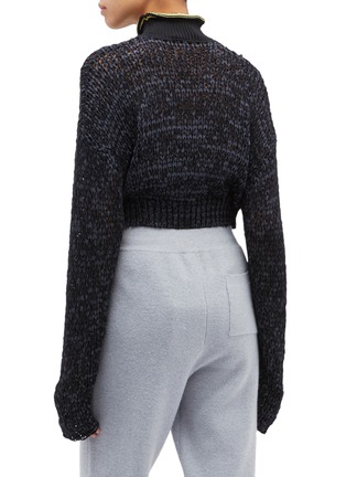 Back View - Click To Enlarge - T BY ALEXANDER WANG - Open knit cropped high neck sweater
