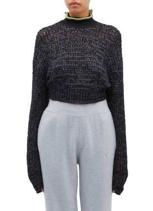 Main View - Click To Enlarge - T BY ALEXANDER WANG - Open knit cropped high neck sweater