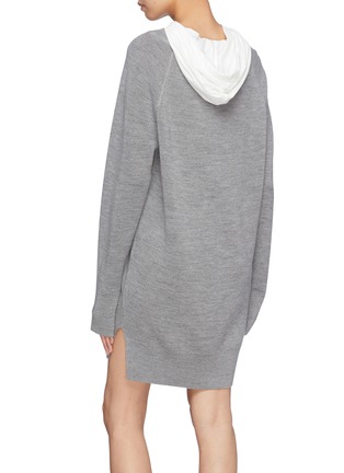 Back View - Click To Enlarge - T BY ALEXANDER WANG - Colourblock hoodie panel wool sweater dress