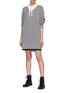 Figure View - Click To Enlarge - T BY ALEXANDER WANG - Colourblock hoodie panel wool sweater dress